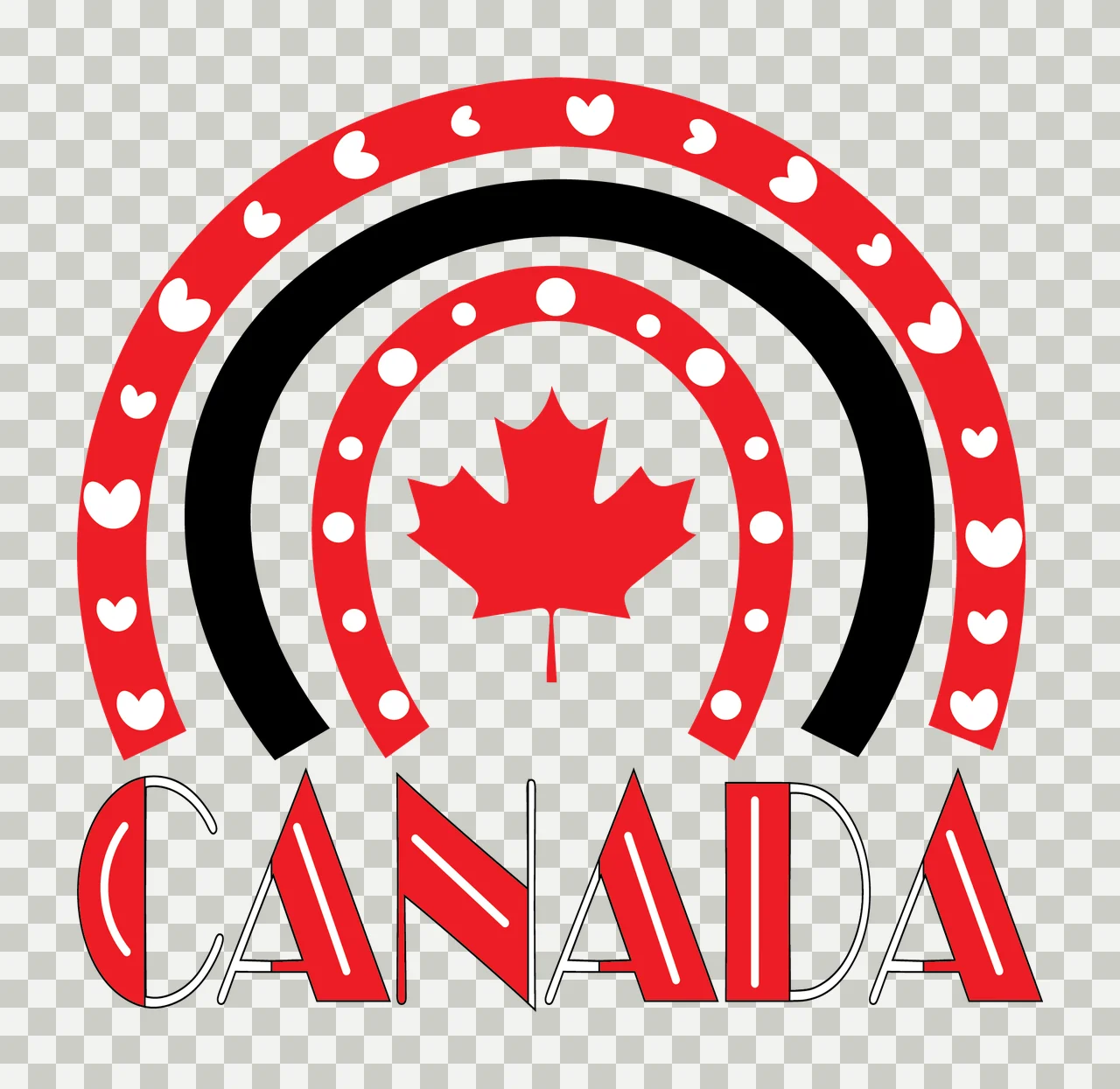 Canada With Maple Leaf And Arches black white arch emblem symbol transparency and detail preview thumbnail