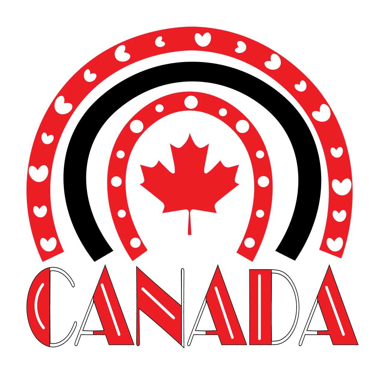 Canada With Maple Leaf And Arches black white arch emblem symbol