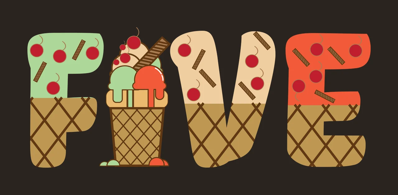 Ice Cream Five Typography With Cone silhouette black white contrast preview thumbnail