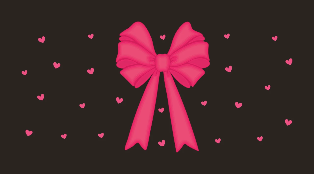 Bow Large Black With Tiny Hearts decorating ribbon heart pattern contrast preview thumbnail
