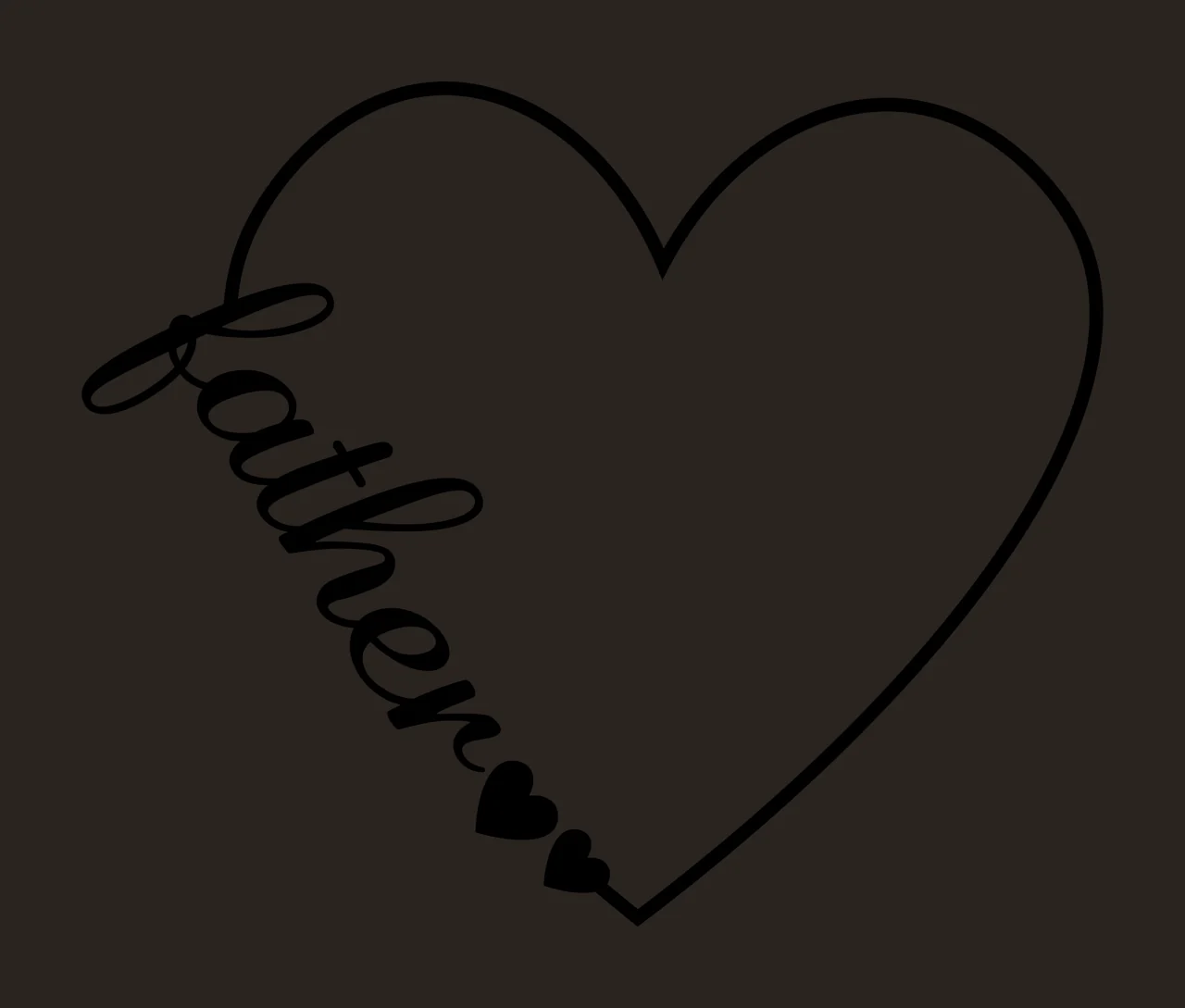 Heart Outline With Cursive Script Text And Small icons line art contrast preview thumbnail