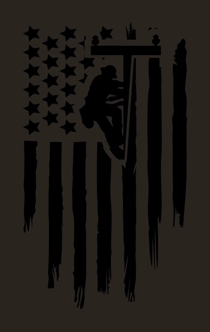Lineman Climbing Pole Flag Silhouette utility stars stripes contrast preview thumbnail