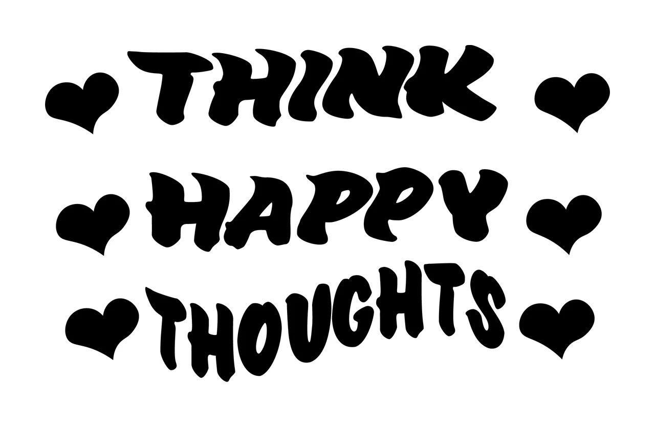 Can Glass Wrap Think Happy Thoughts With Hearts written black