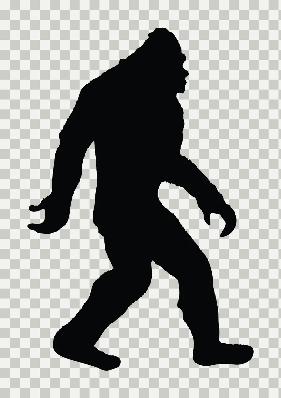 Black Silhouette Of A Bipedal Creature walking minimalist white transparency and detail preview thumbnail