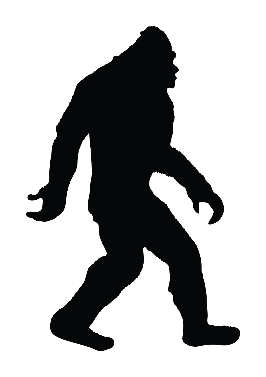 Black Silhouette Of A Bipedal Creature walking minimalist white