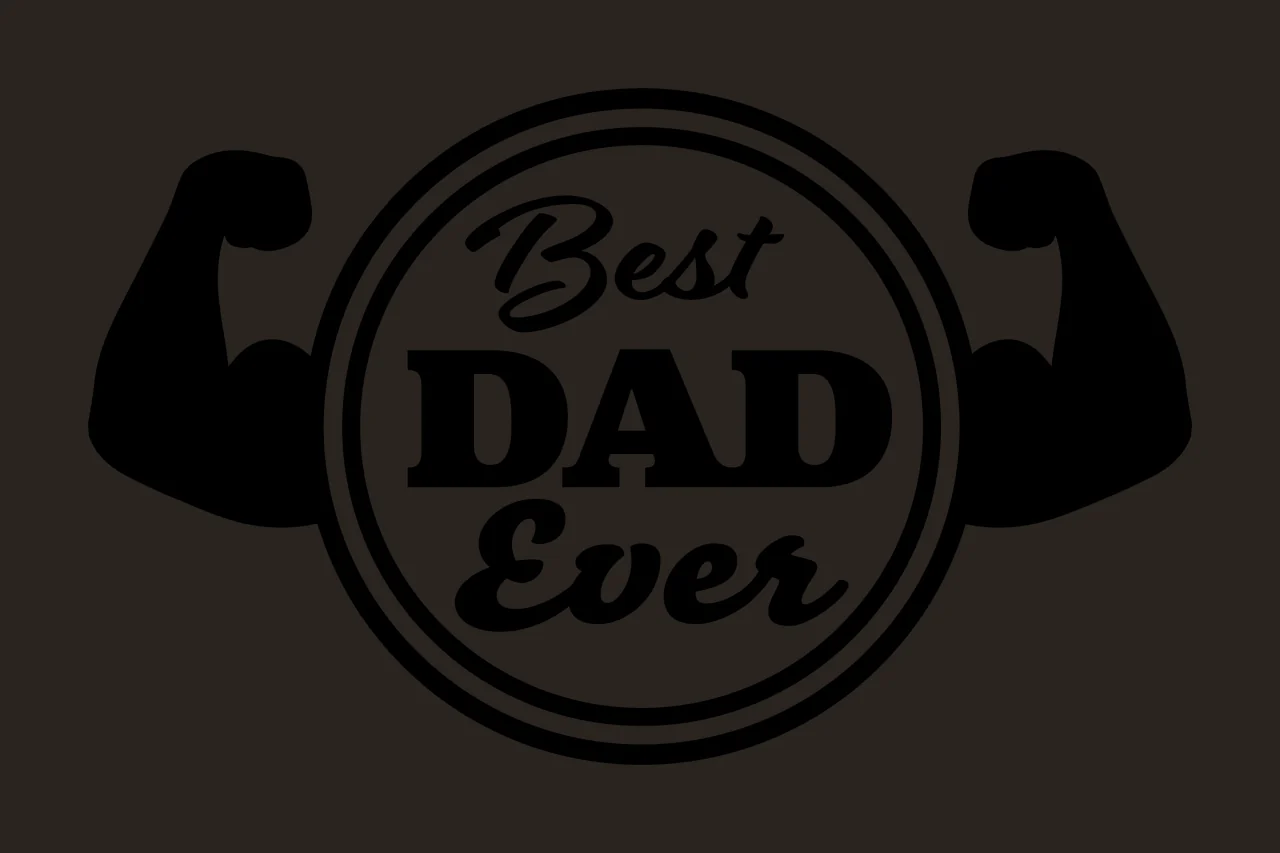 Best Dad Ever Text Inside Circle With Flexed and muscle arms contrast preview thumbnail