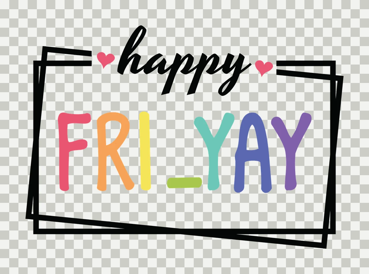 Happy Fri Yay Text Inside Rectangular Frame transparency and detail preview thumbnail