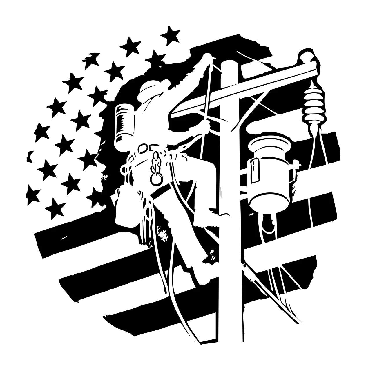 Line Linework Electrician On Pole Graphic lineworker utility