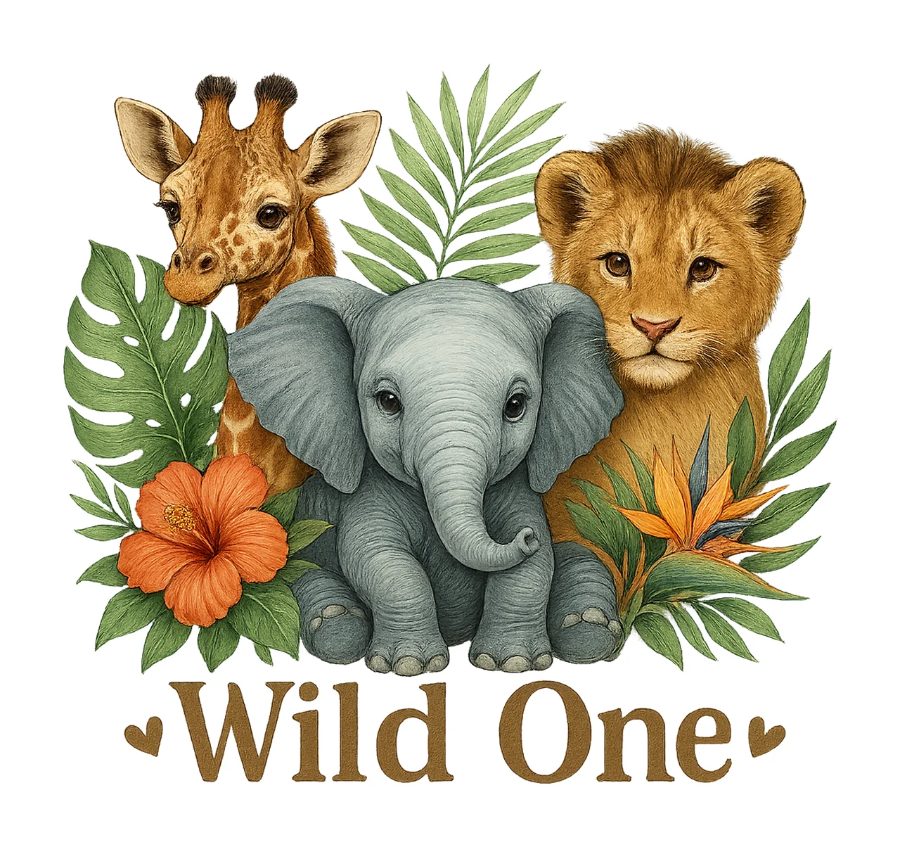Wild One Sublimation Design 1st Birthday Safari Animals
