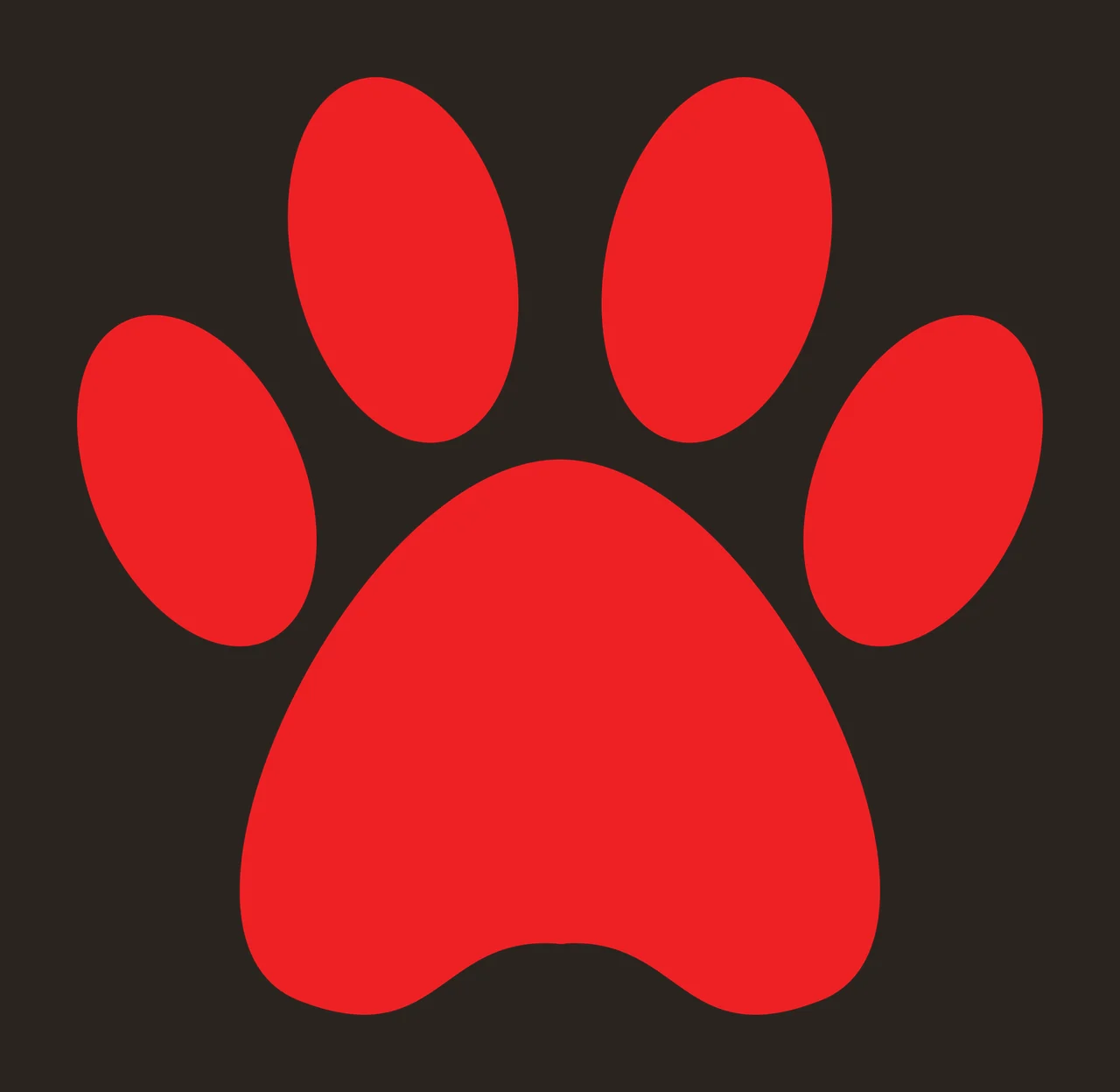 Keychain Solid Black Animal Paw Print minimalist track shape contrast preview thumbnail