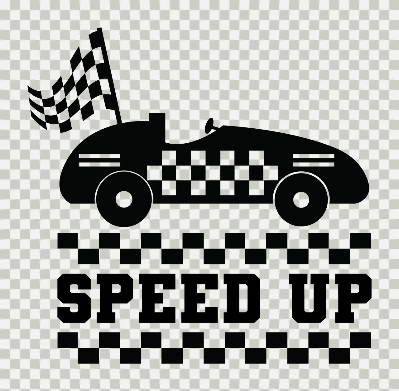 Race Speed Up Typography With A Car racing checkered flag pattern transparency and detail preview thumbnail