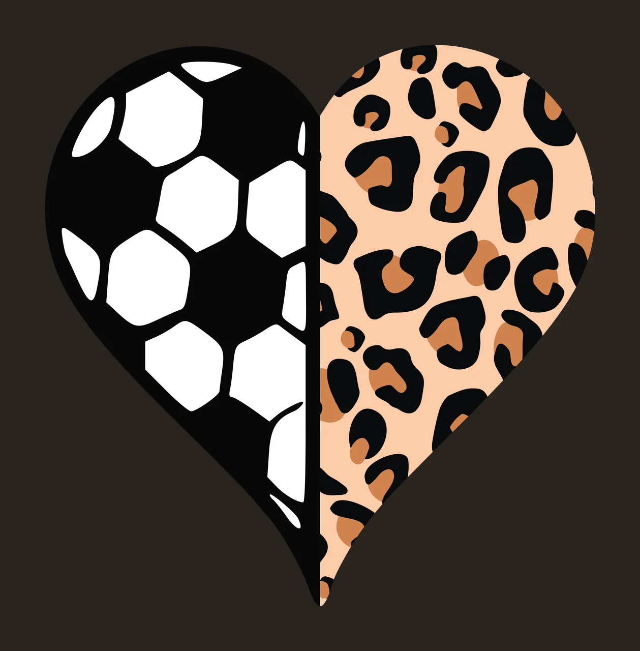 Heart Leopard Shape With Vertical Split Of Solid print black contrast preview thumbnail