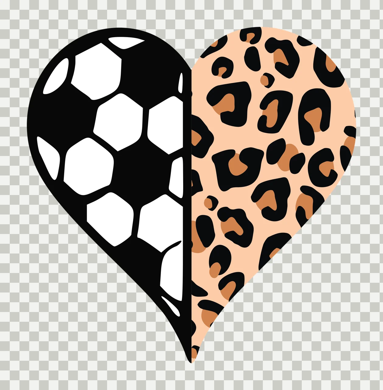 Heart Leopard Shape With Vertical Split Of Solid print black transparency and detail preview thumbnail