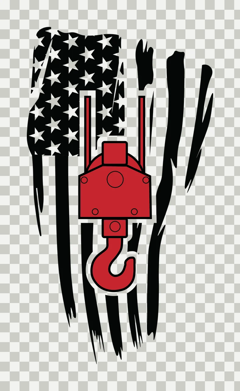 Crane Hook Over Distressed Striped Design superimposed star transparency and detail preview thumbnail