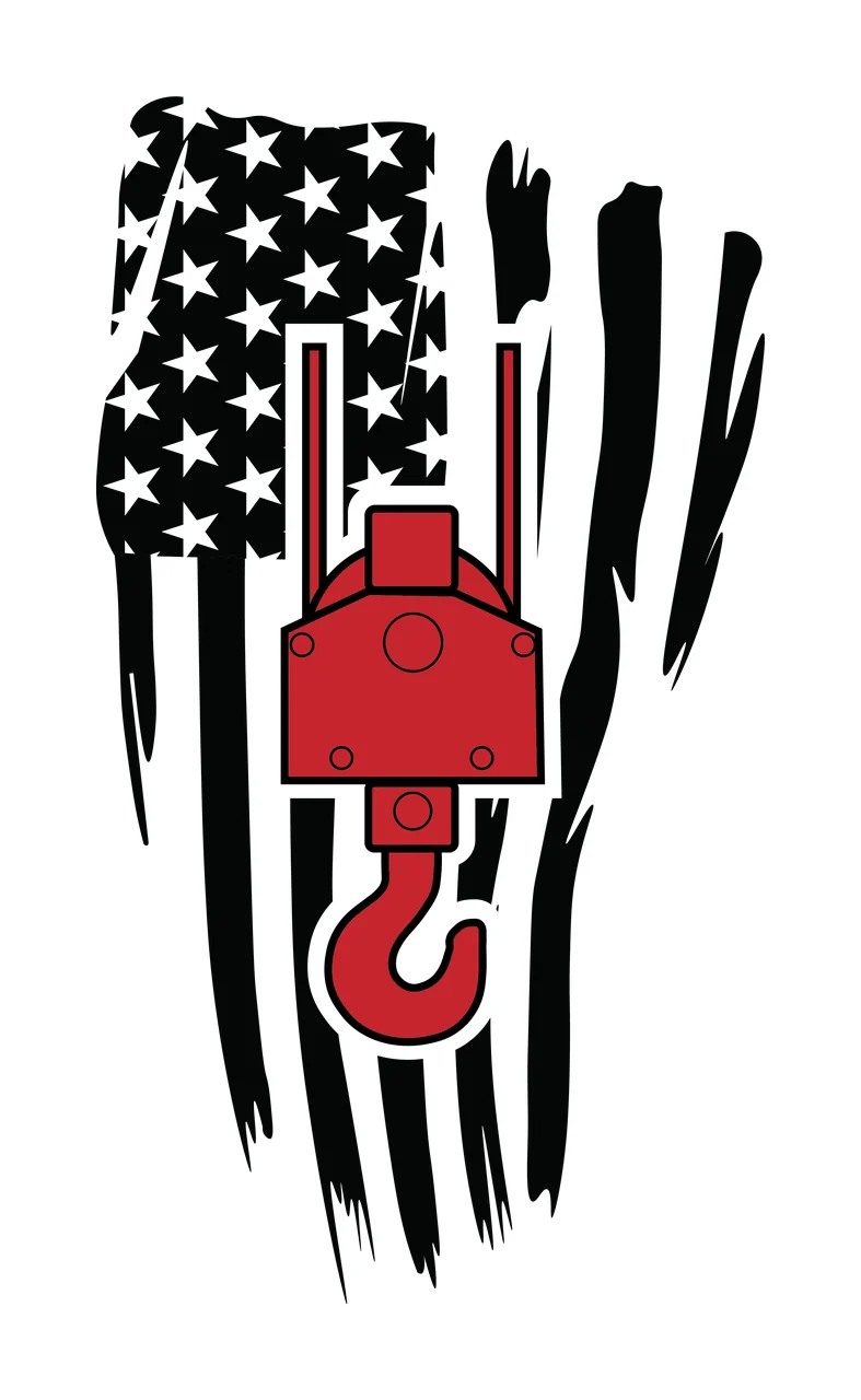 Crane Hook Over Distressed Striped Design superimposed star