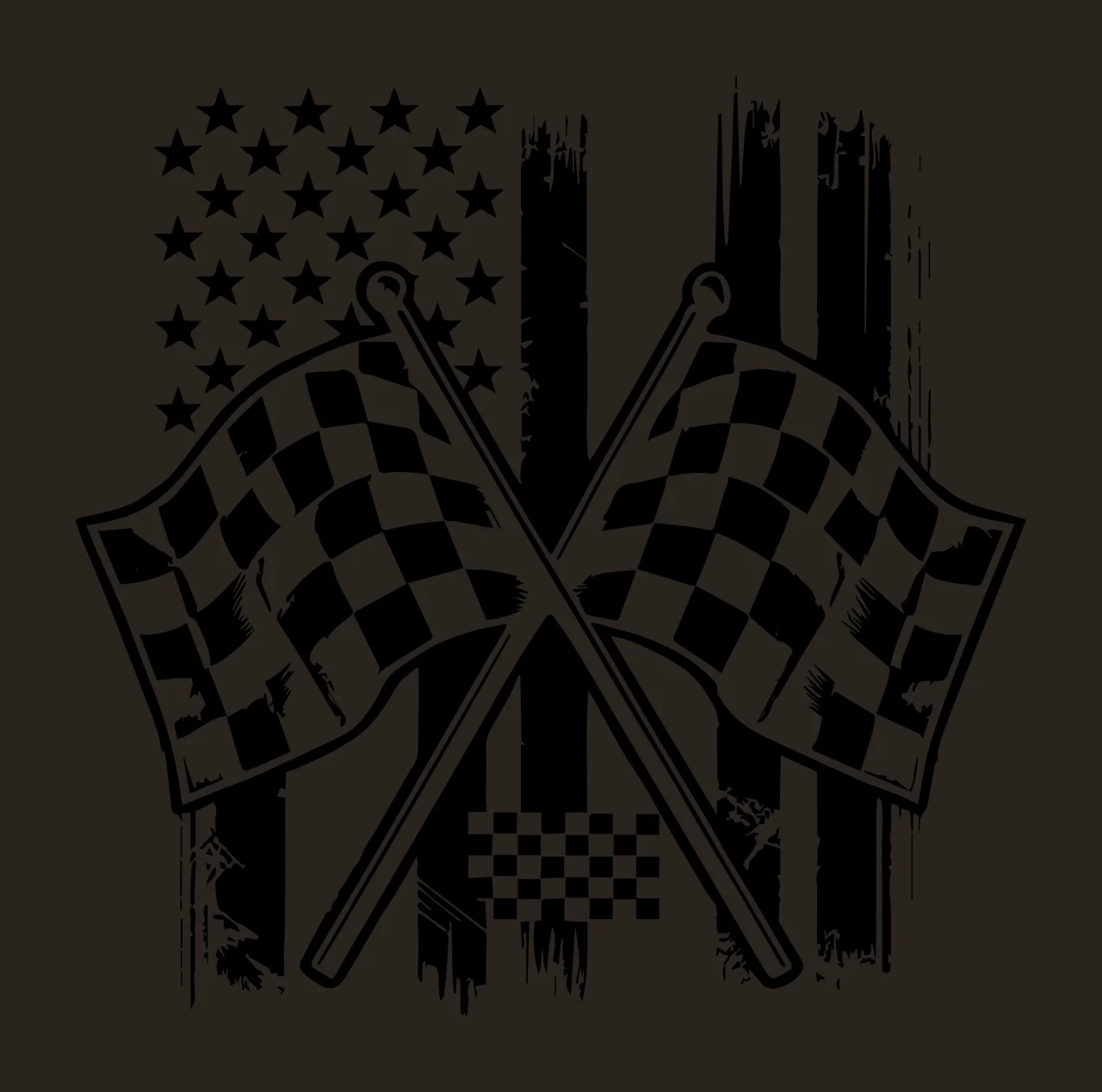 Flag Dual Checkered Flags With Stars crossed flagpoles stripes contrast preview thumbnail