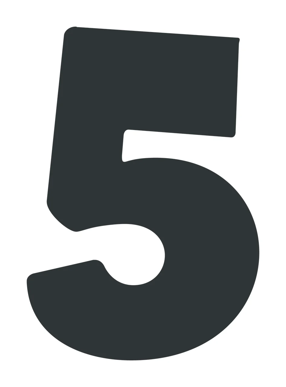 Number 5 Bold Black Digital Five digit typography math symbol