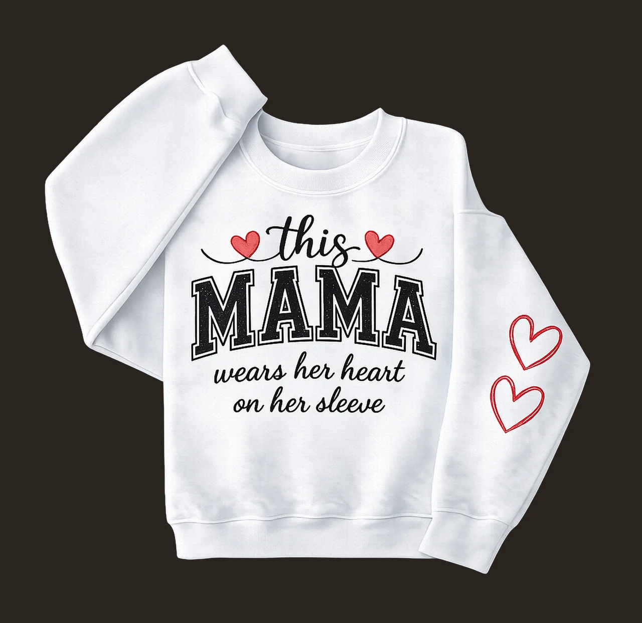 This Mama Wears Her Heart on Her Sleeve Custom Mama Design contrast preview thumbnail