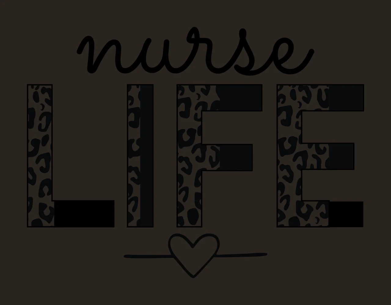 Nurse Life Typography With Heart Icon black white symbol monochrome contrast preview thumbnail
