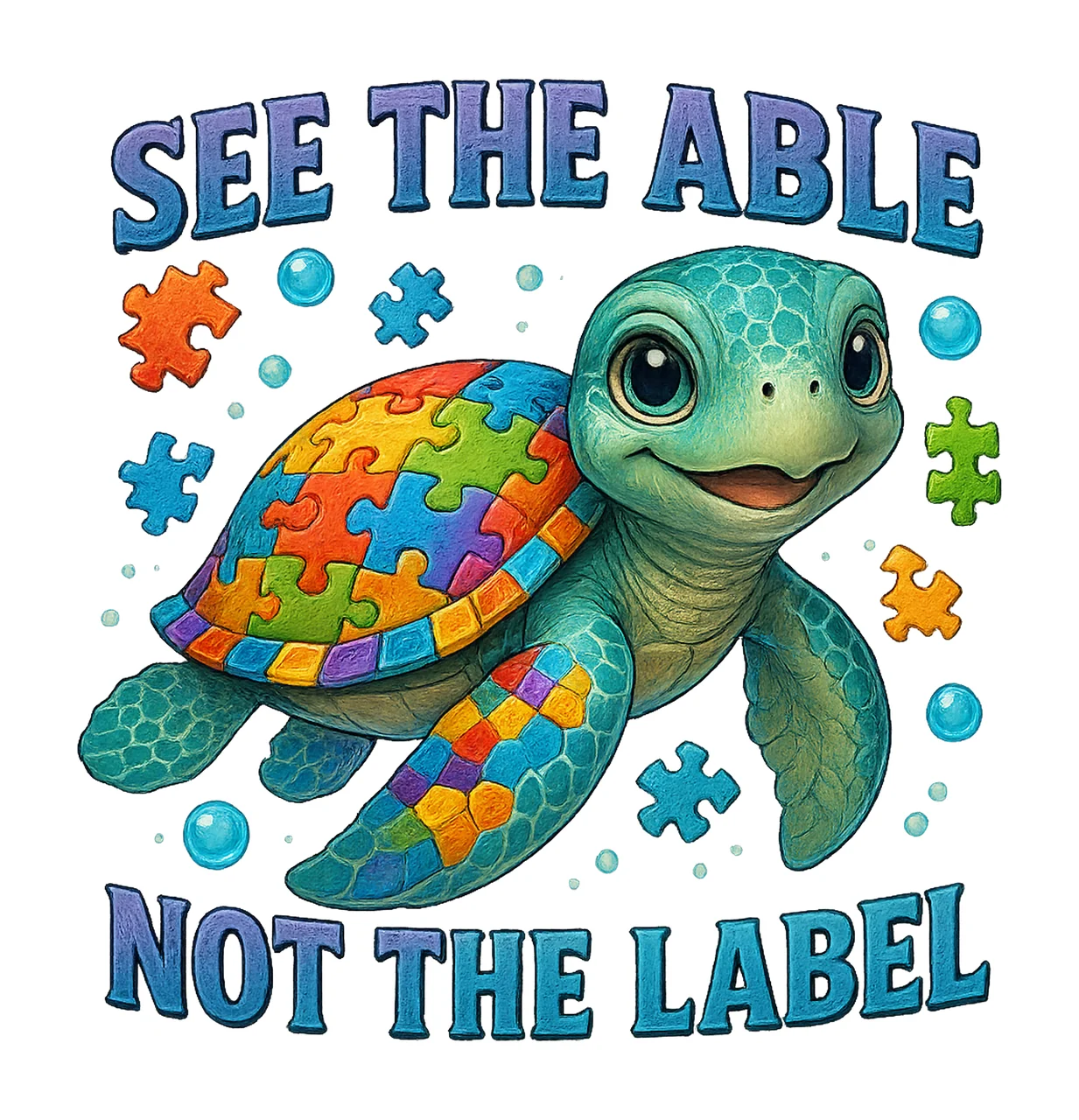 See the Able Not the Label Autism Awareness Turtle Design