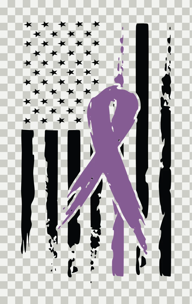 Awareness American Flag Ribbon Silhouette Symbol with layered transparency and detail preview thumbnail