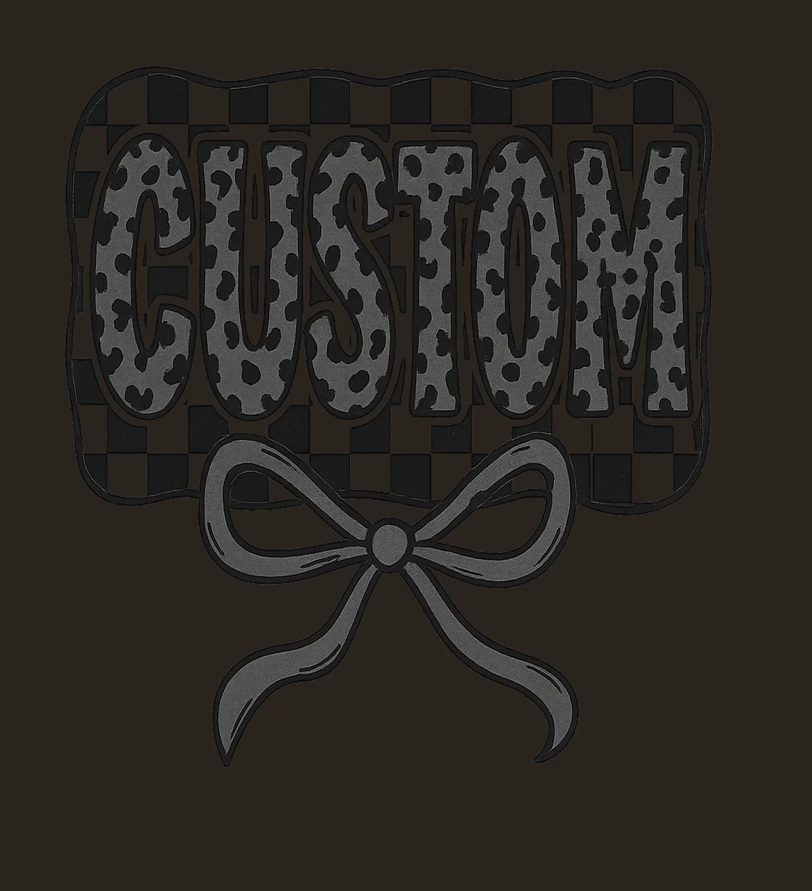 Checkered Bow Custom Leopard Print Label text checkerboard contrast preview thumbnail