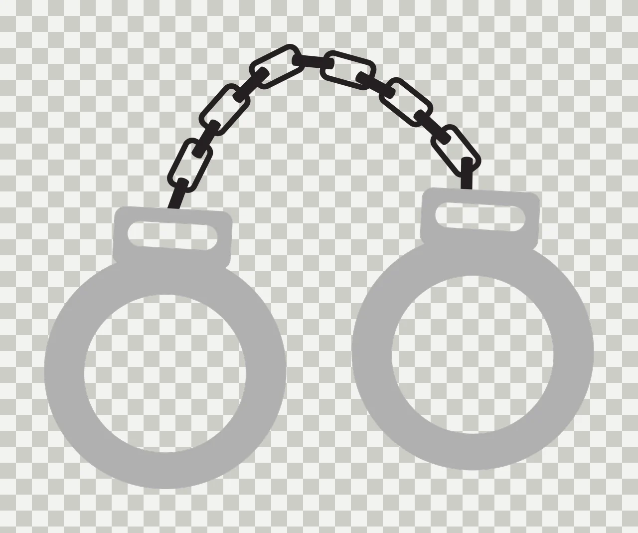 Black Silhouette Of Metal Handcuffs Connected chain restraint transparency and detail preview thumbnail