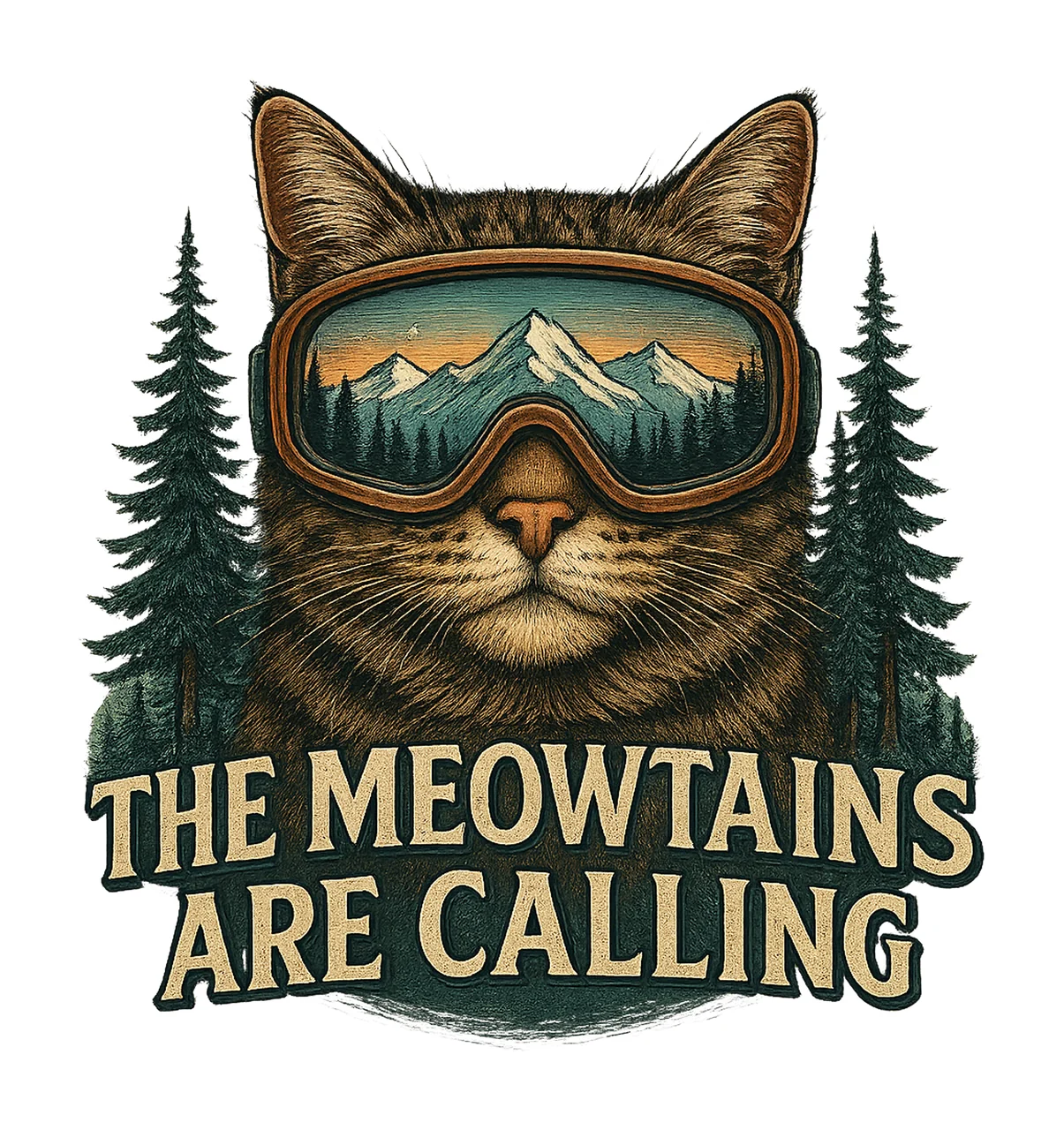 The Meowtains Are Calling Snowboard Cat Design Ski Lover