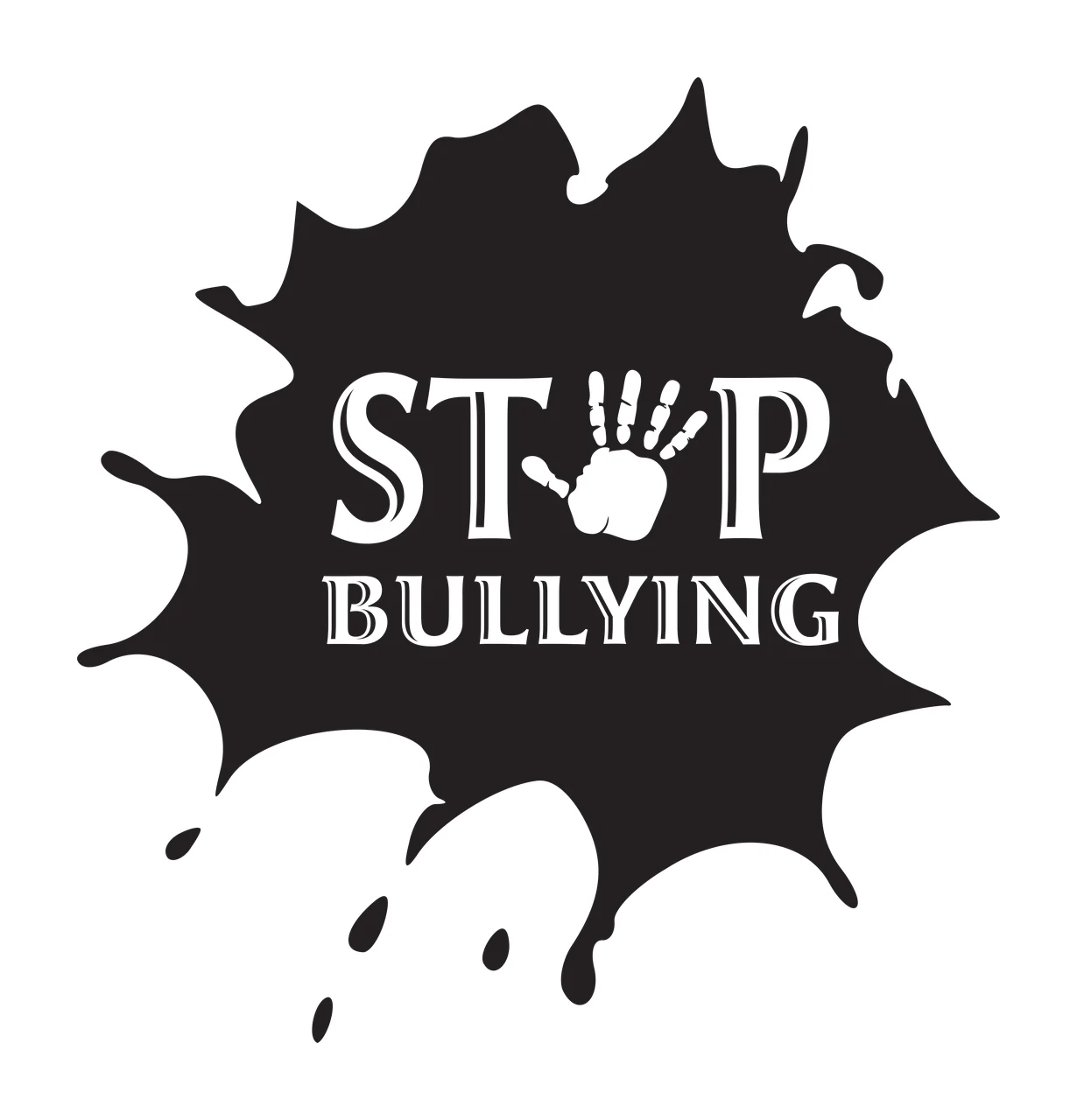 Stop Bullying Graphic With Handprint warning sign prohibiting