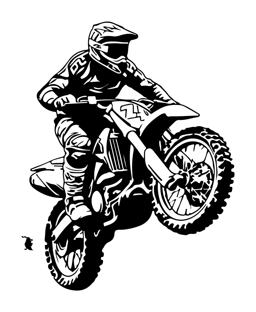 Dirt Bike Rider Mid Air Silhouette jumping motorcycle helmet