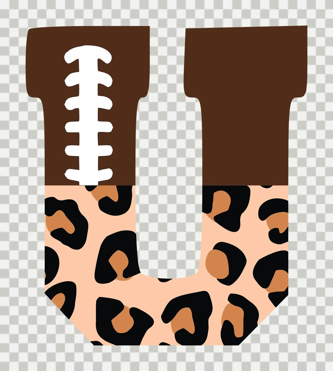 Football Font Half Leopard Character 12 american gridiron touchdown transparency and detail preview thumbnail