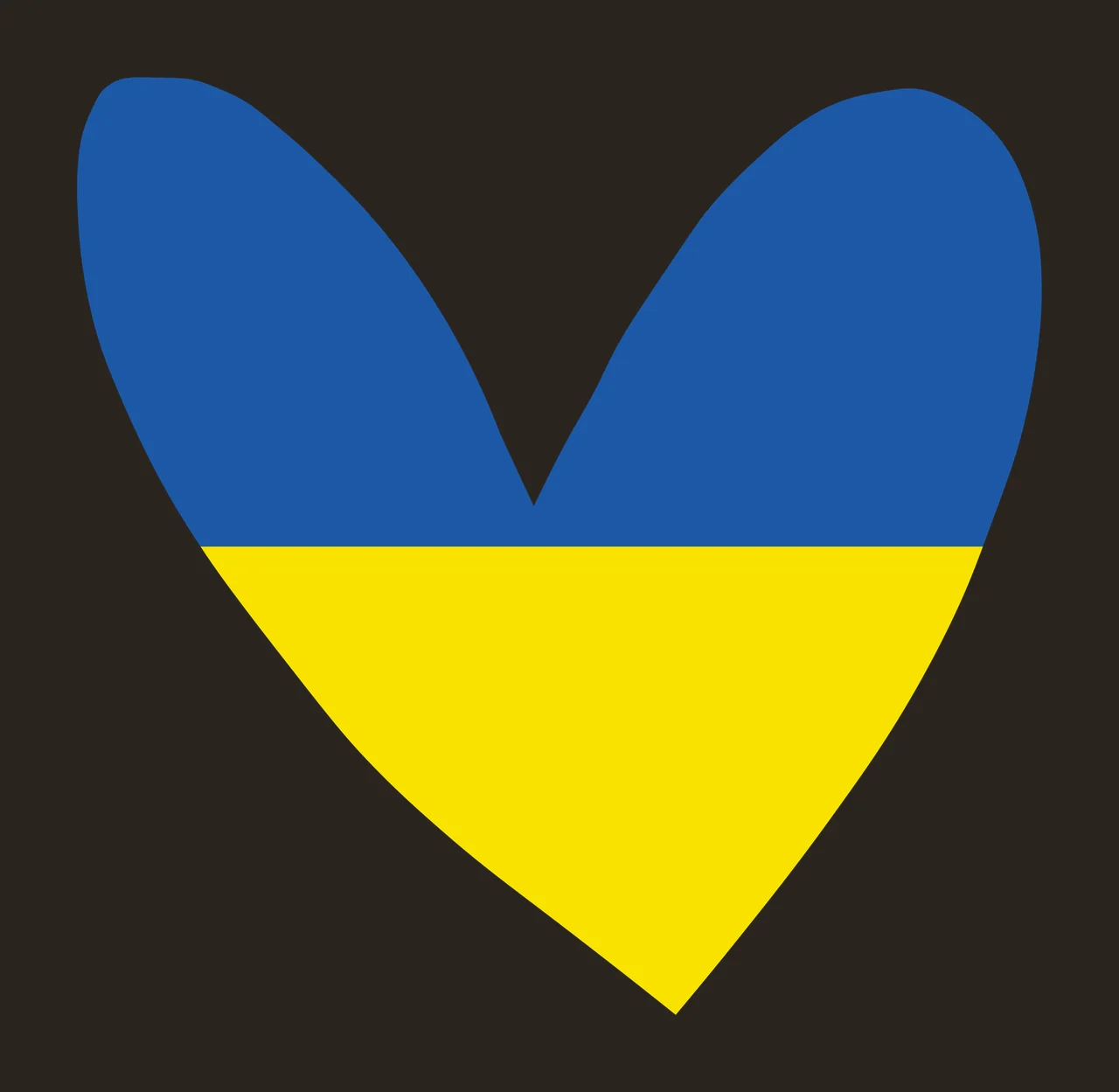Heart-shaped flag design with blue heart shape, yellow heart shape and horizontal color division contrast preview thumbnail