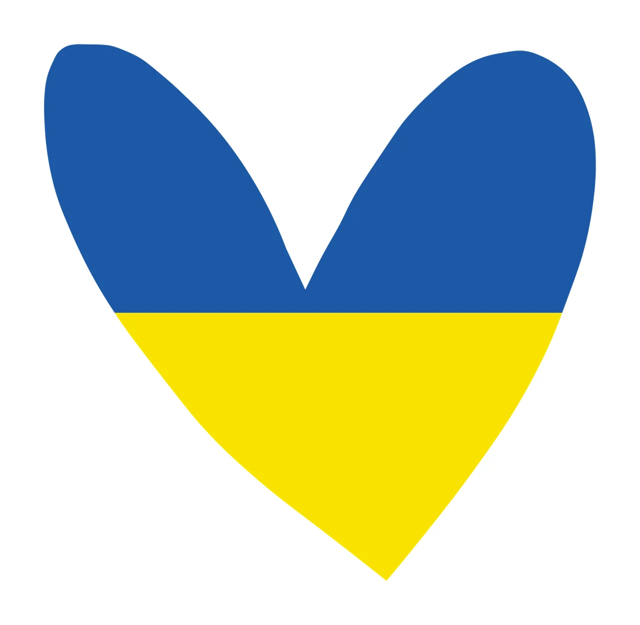Heart-shaped flag design with blue heart shape, yellow heart shape and horizontal color division