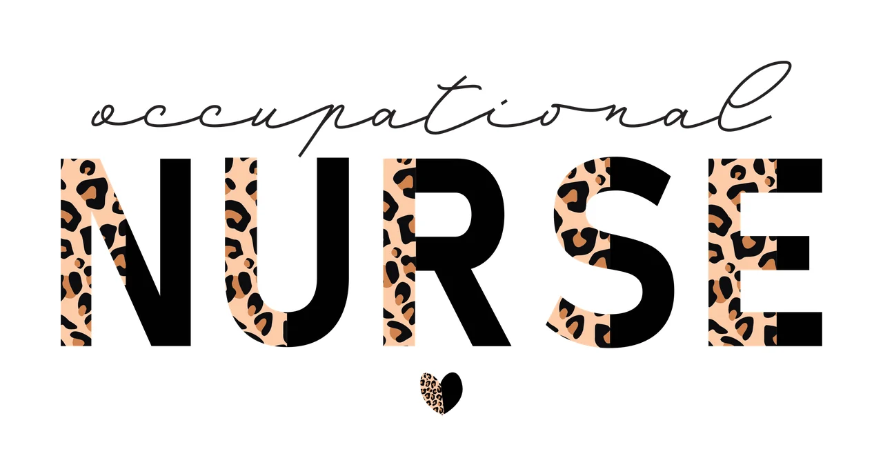Occupational NURSE Typography Design with cursive script, split block letters, leopard print pattern and solid black fill in tan and brown
