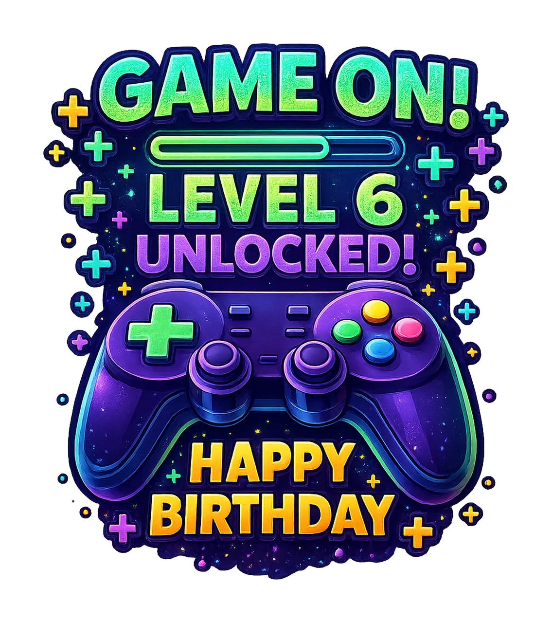 Level Unlocked Gamer Birthday Controller Gaming Party Design