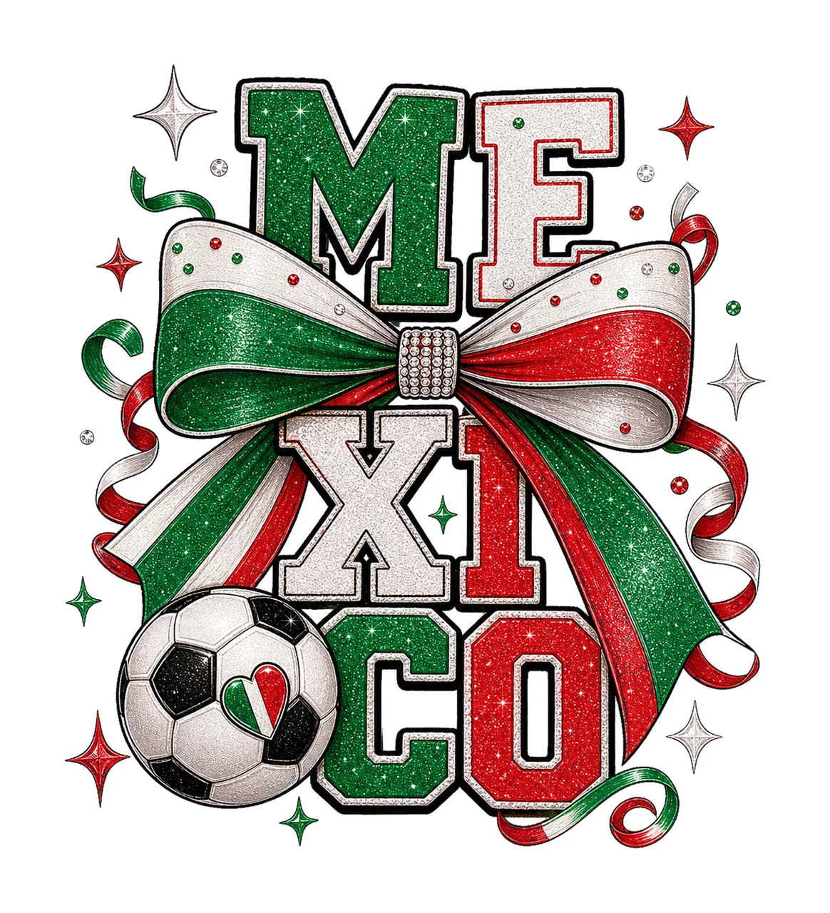 Coquette Mexico Soccer Fan sublimation instant Variation B