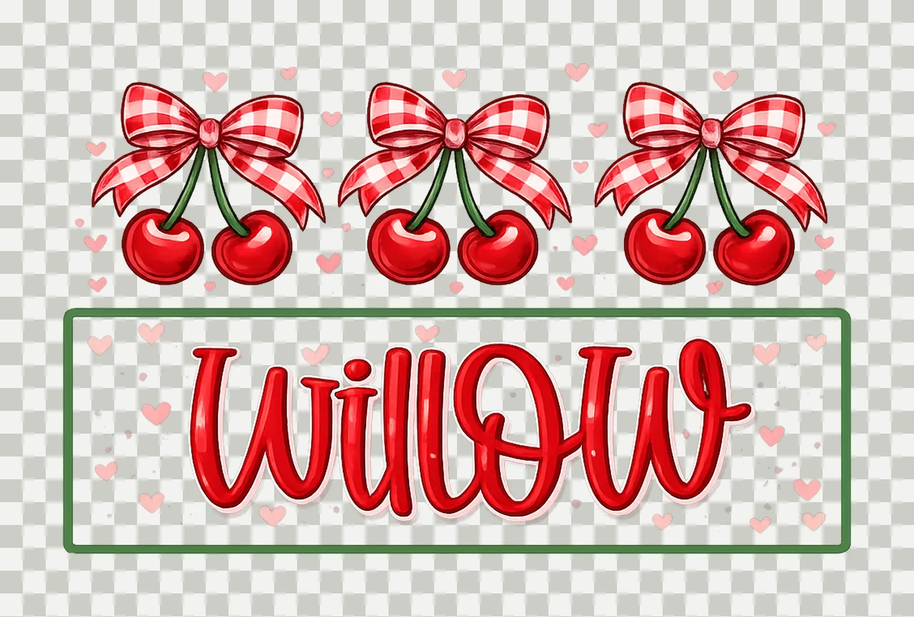 Cherry Coquette Custom Name Personalized Sublimation Design transparency and detail preview thumbnail