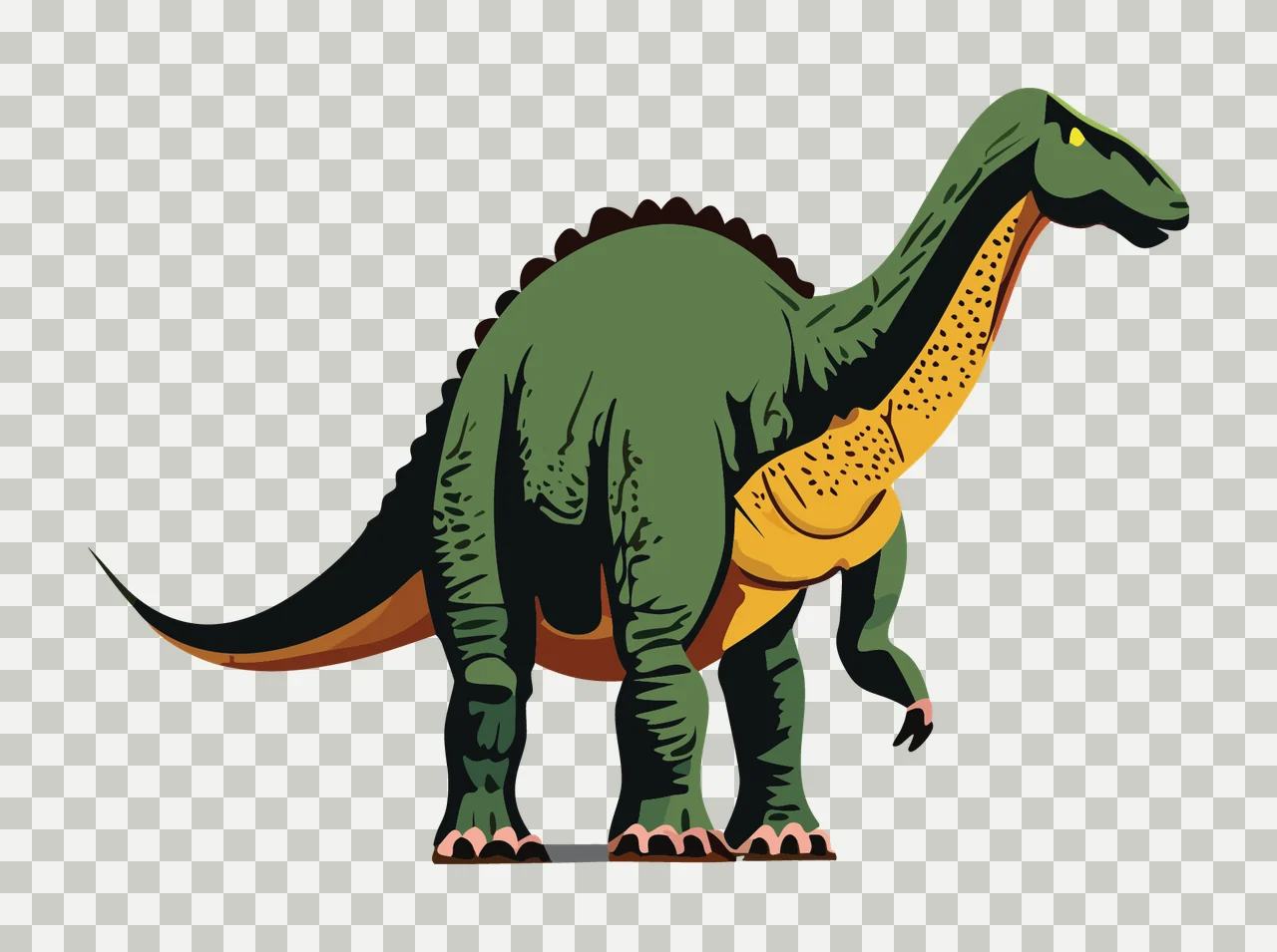 Dinosaur Silhouette Standing Profile View neck tail body black transparency and detail preview thumbnail