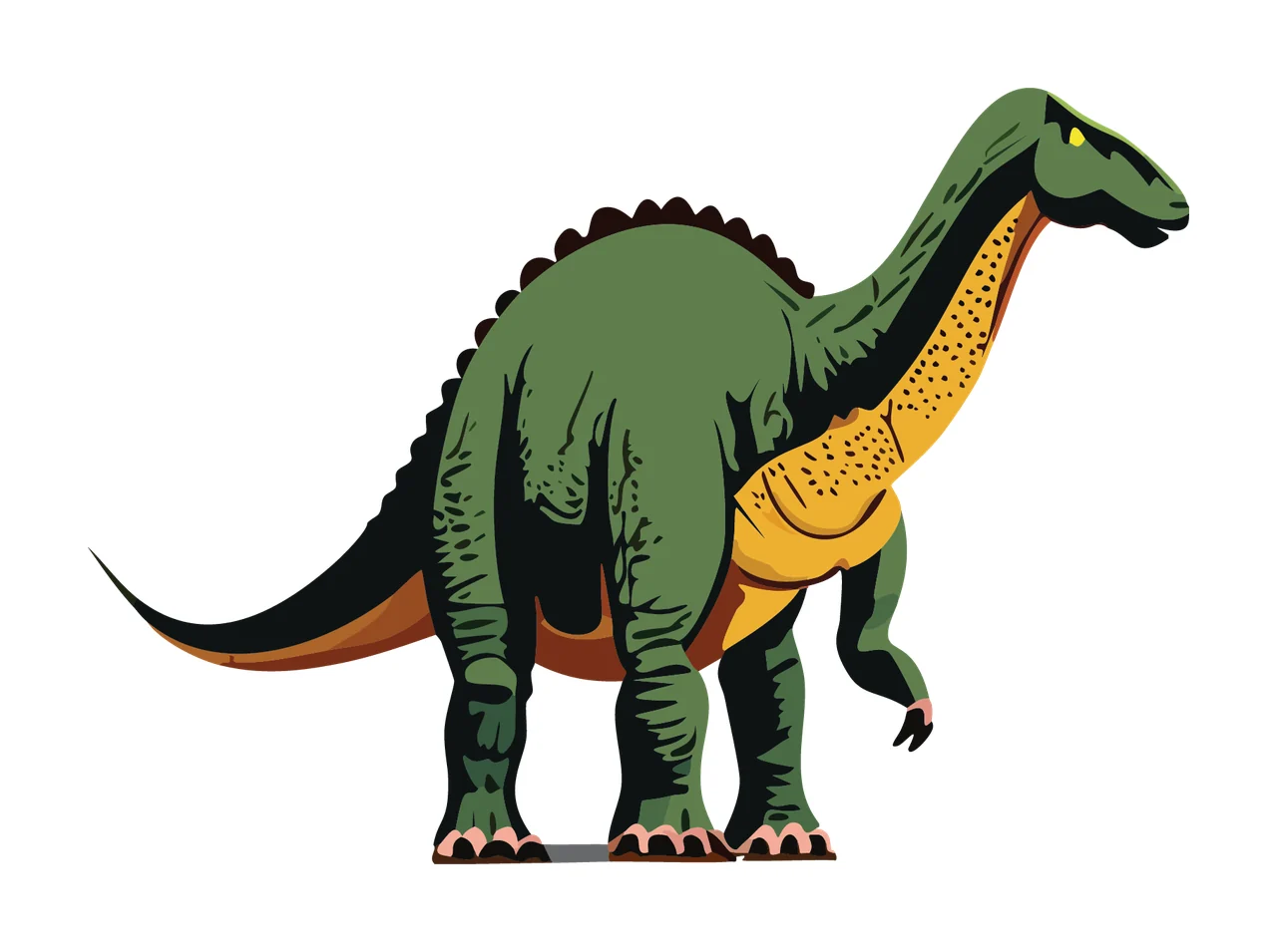 Dinosaur Silhouette Standing Profile View neck tail body black