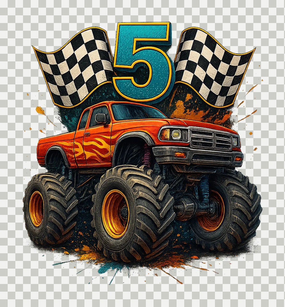 Birthday Monster Truck Year Old Boys Party Variation B transparency and detail preview thumbnail