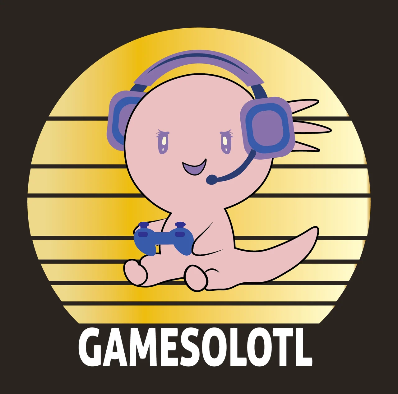 Gamesolotl Text Under Sunset Circle setting sun stripes retro contrast preview thumbnail