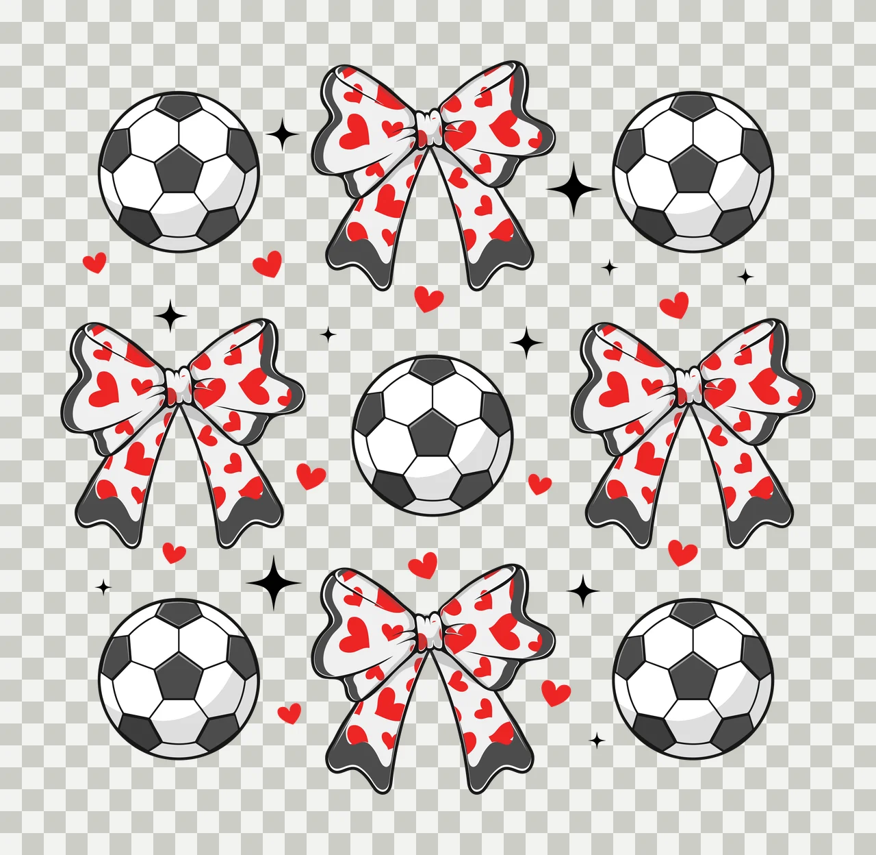 Polka Dot Pattern With Black Bows circles and ribbons decorating stars transparency and detail preview thumbnail