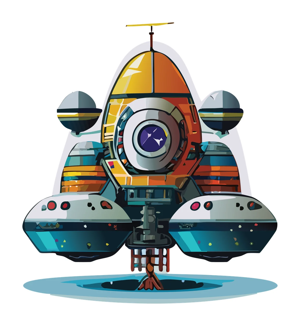 Mechanical Object With Top Antenna Standing dome side structures