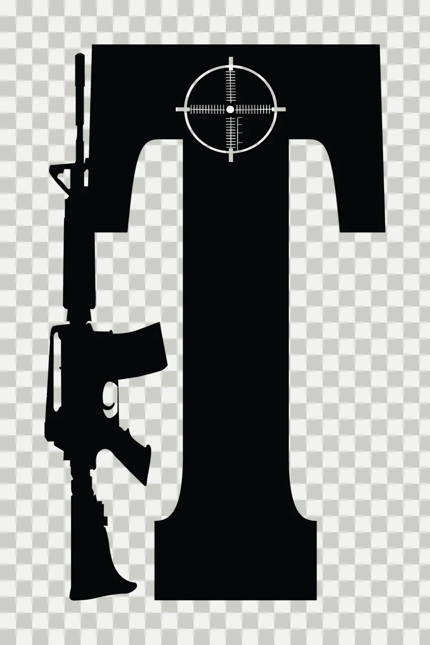 Gun Alphabet Character 11 scalable logo design icon transparency and detail preview thumbnail