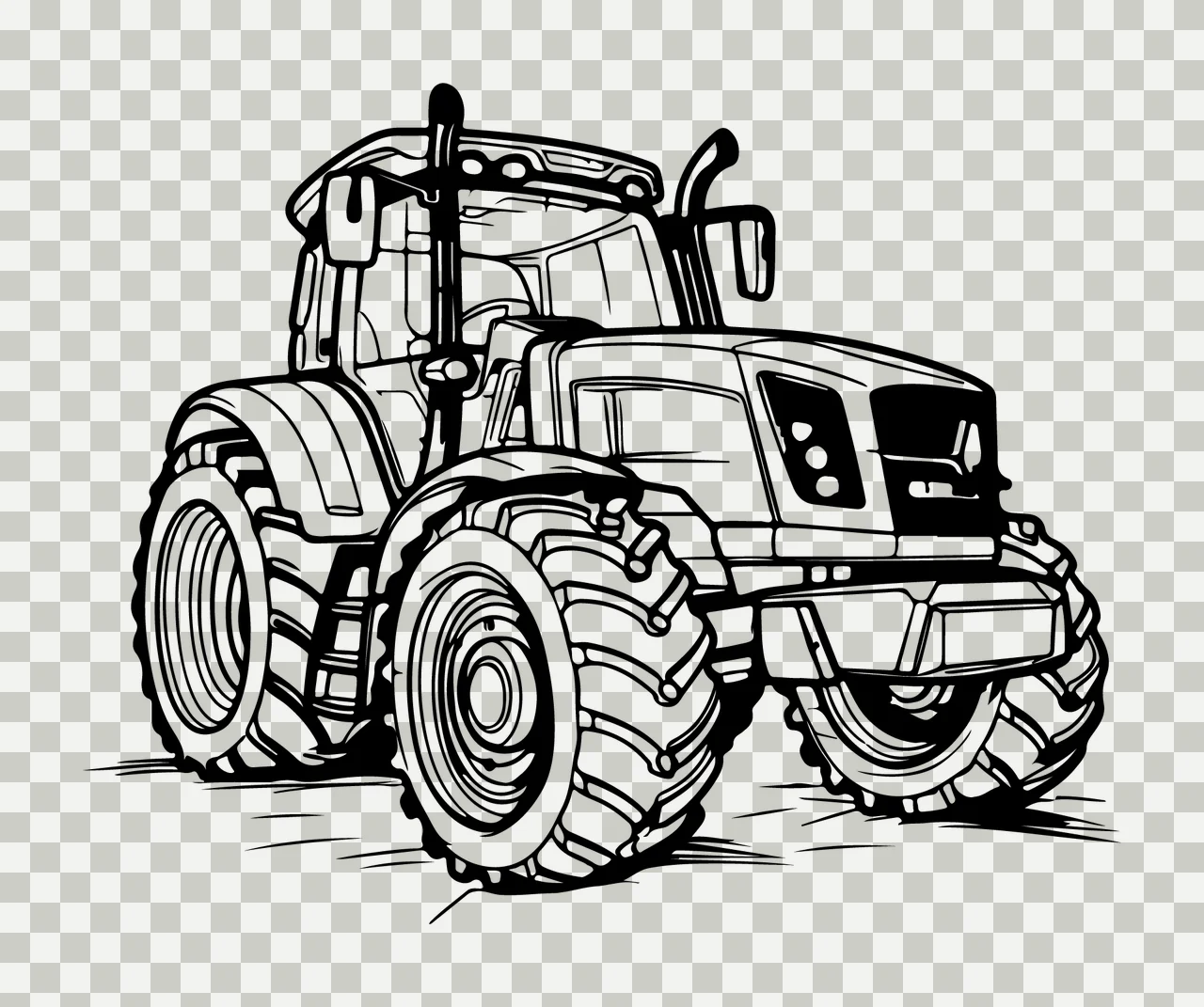 Large Wheeled Agricultural Tractor Silhouette wheels tires transparency and detail preview thumbnail