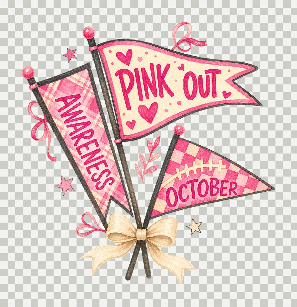 Pennant Flag Breast Cancer In October We Wear Variation D transparency and detail preview thumbnail