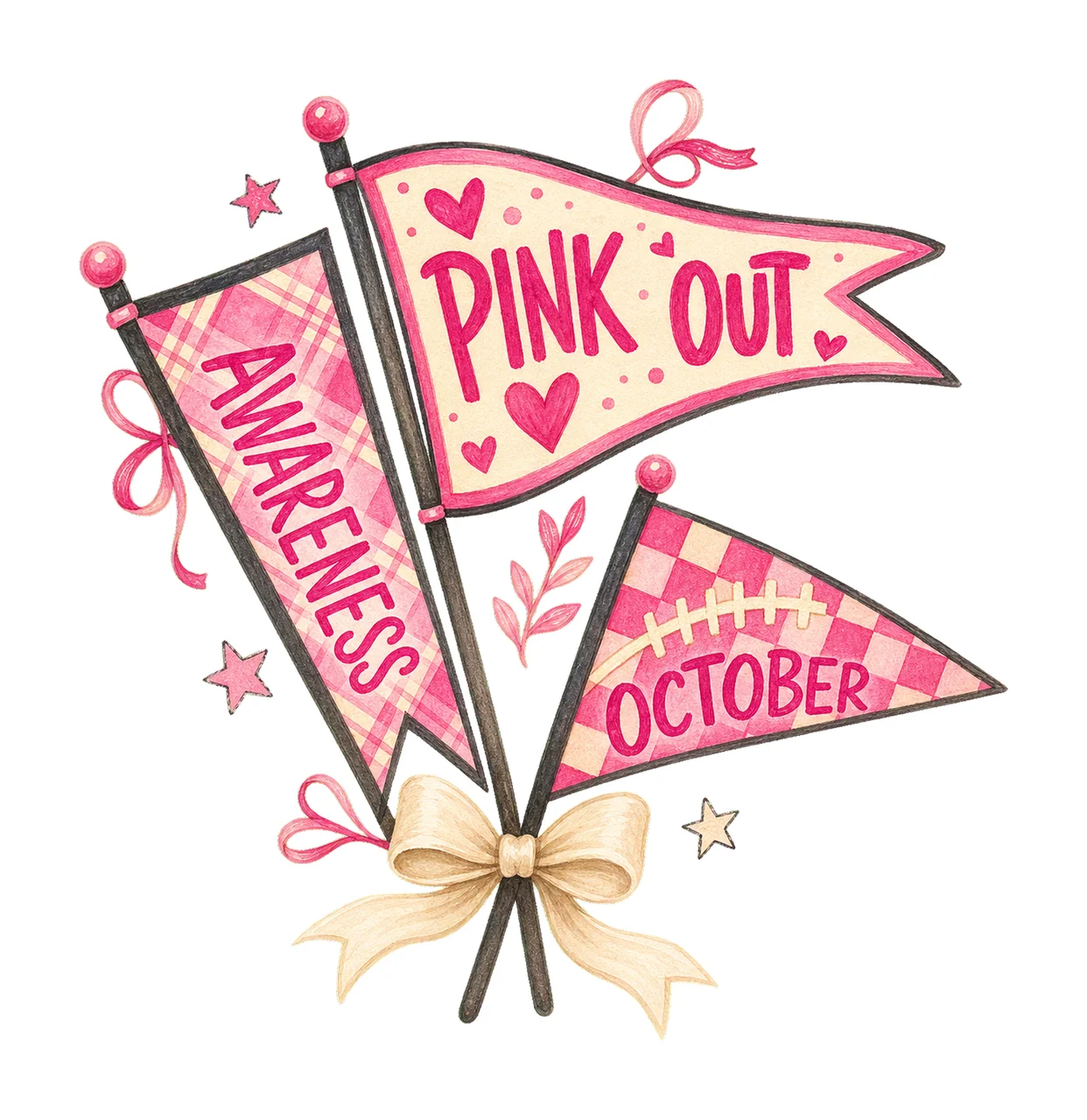 Pennant Flag Breast Cancer In October We Wear Variation D