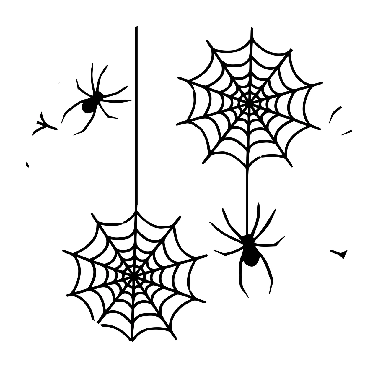 Keychain Spider And Web Circular Pattern Spiders hanging outline