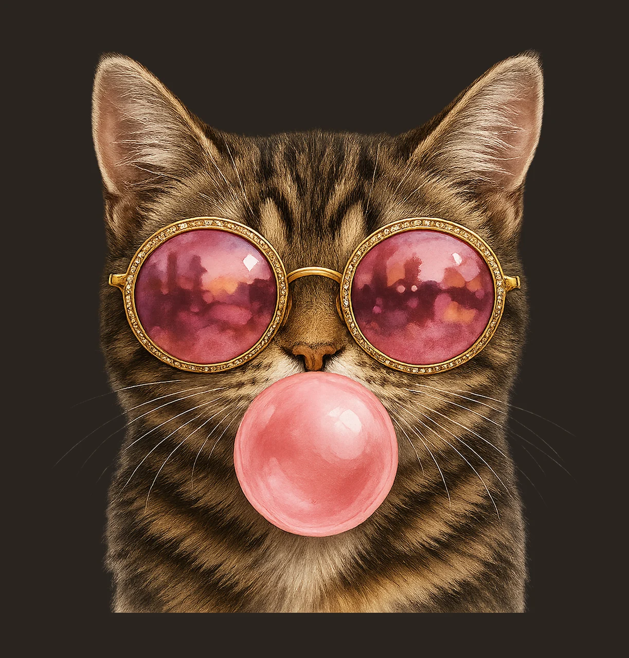 Pink Cat Bubble Funny Meme Cat Tabby Cat Lover Design Bubble contrast preview thumbnail