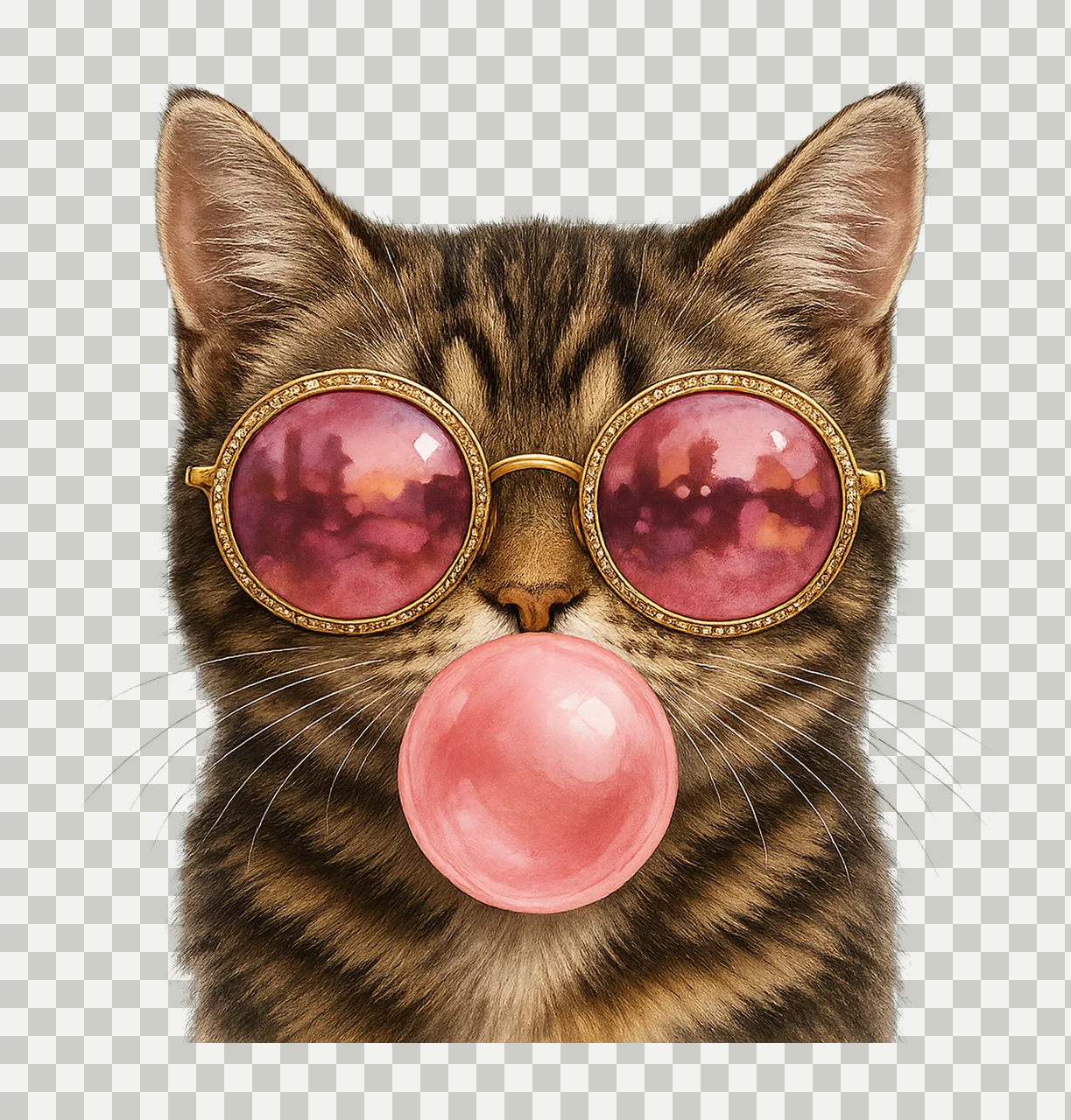 Pink Cat Bubble Funny Meme Cat Tabby Cat Lover Design Bubble transparency and detail preview thumbnail